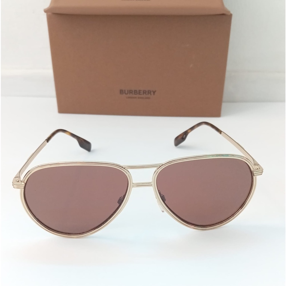 New - Burberry BE3135 110973 Scott Pilot Dark Brown Sunglasses - Picture 7 of 15